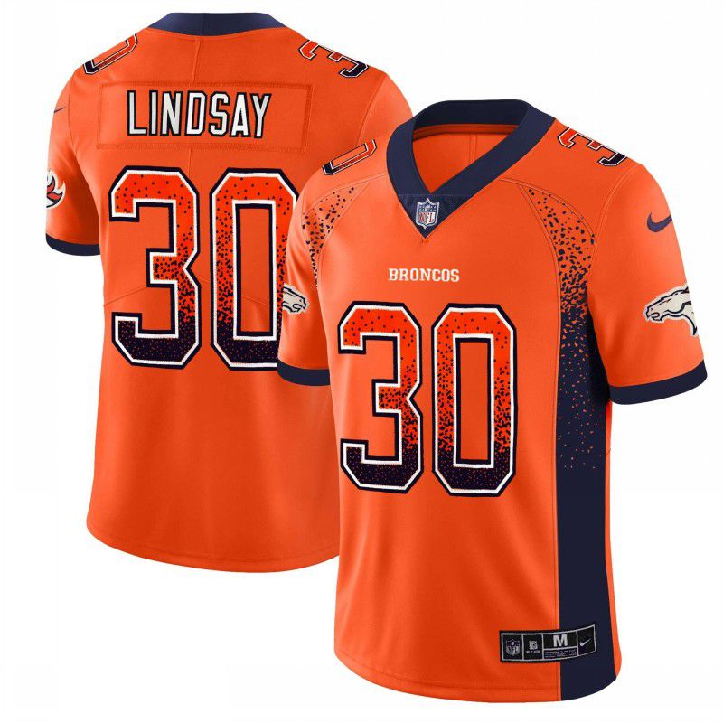 Men Denver Broncos #30 Lindsay Orange Drift Fashion Color Rush Limited NFL Jerseys
